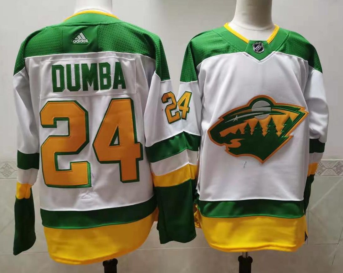 Cheap Men Minnesota Wild 24 Dumba White Throwback Authentic Stitched 2020 Adidias NHL Jersey